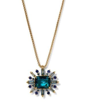 Nadri Stellar Full Halo Cubic Zirconia Pendant Necklace - Blue