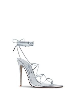 Femme LA Sin Ankle Wrap Pointed Toe Sandal - White