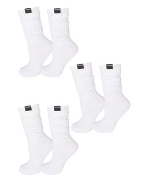 LECHERY 7-Pack Fashion Retro Scrunch Socks - White