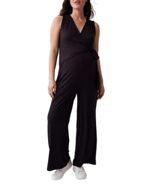 Ingrid & Isabel Knit Wrap Maternity/Nursing Jumpsuit - Black