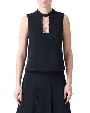 Akris Punto Ring Yoke Virgin Wool Top - Blue