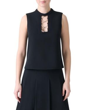 Akris Punto Ring Yoke Virgin Wool Top - Blue