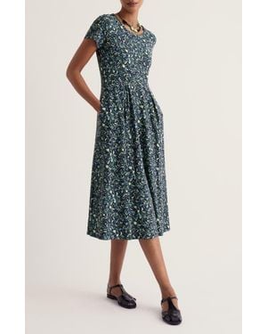 Seasalt Cornwall Veronica Print Stretch Organic Cotton Jersey Midi Dress - Blue