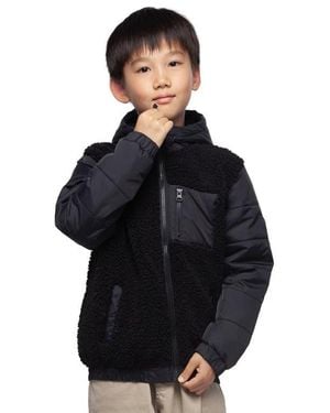 Rokka&Rolla Kids' Hooded Fleece Hybrid Jacket - Black