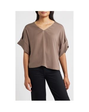 Wit & Wisdom Roll Cuff Dolman Top - Gray