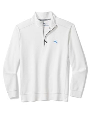 Tommy Bahama Montego Bay Textured Cotton & Lyocell Half Zip Pullover - White