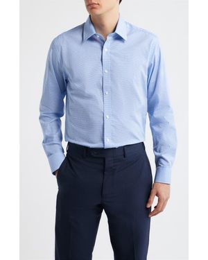 Daniel Hechter Paris Modern Fit Light Geometric Print Cotton Dress Shirt - Blue