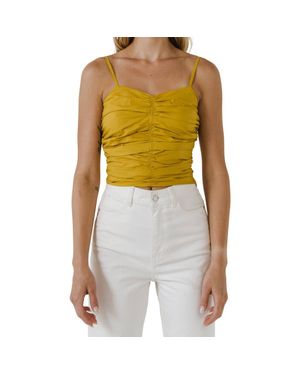 Endless Rose Shirred Cotton Tank Top - Yellow