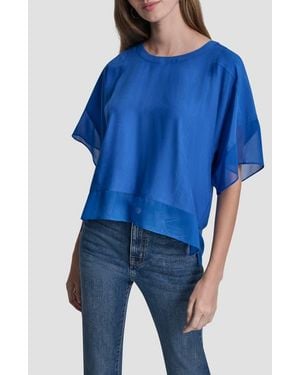 DKNY Mixed Media Dolman Sleeve Top - Blue