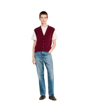 Sandro Two-Tone Wool And Cashmere Sweater - Red