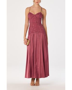 Astr Kaylani Lace Bodice Maxi Dress - Red