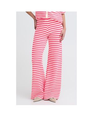 Ichi Wide Leg Knit Pants - Pink