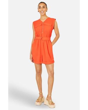 Yumi' Utility Style Playsuit - Orange