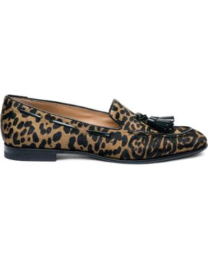 Santoni Cavallino Leather Tassel Loafer - Black
