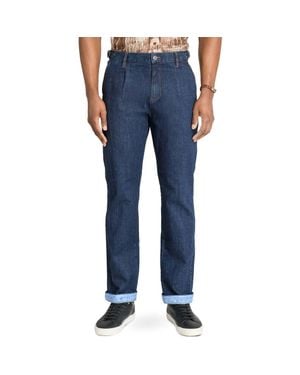 Brooklyn Brigade Slim Fit Solid Pleated Pants - Blue