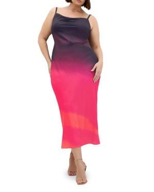 City Chic Ombré Cowl Neck Slipdress - Purple