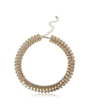 BCBGMAXAZRIA Chunky-Tone Chevron Chain Necklace - Metallic