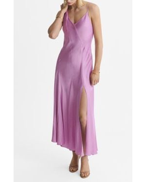Mango Asymmetric Satin Dress - Purple