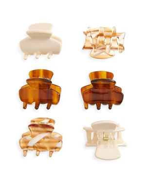 Tasha Assorted 6-Pack Mini Jaw Hair Clips - Metallic
