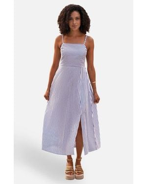 Yumi' Cotton Midi Sun Dress - Purple