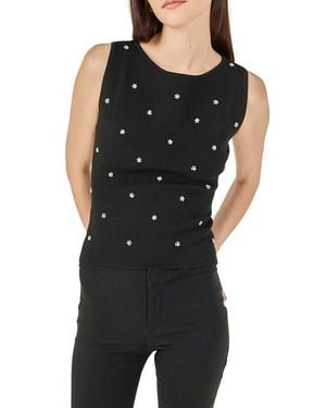 Endless Rose Jewel Embellish Sleeveless Top - Black