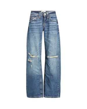 BDG Kayla Ripped Low Rise Wide Leg Jeans - Blue