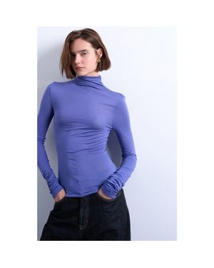 TOPSHOP Funnel Neck Long Sleeve Top - Purple