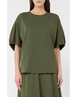 MM by Max Mara Puff Sleeve Knit Top - Green