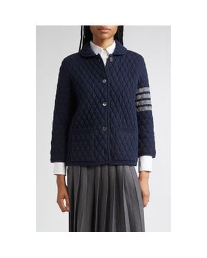 Thom Browne 4-Bar Quilted Virgin Wool Blend Jacket - Blue