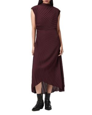 AllSaints Rayanna Sunray Pleated Dress - Purple