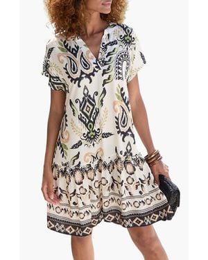 Lascana Flounce Hem Shift Dress - White