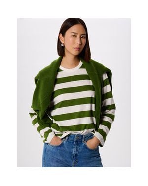 Whistles Relaxed Stripe Long Sleeve Tee - Green