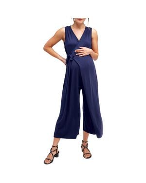 Nom Maternity Francesca Maternity & Nursing Cropped Jumpsuit - Blue