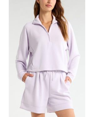 Zella Soft Luxe Half Zip Sweatshirt - Purple