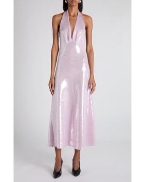 Bottega Veneta Halter Sequin Midi Dress - Pink