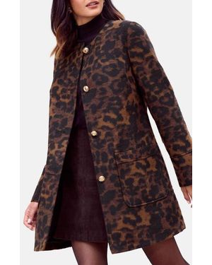 Friends Like These Collarless Leopard Swing Coat - Red