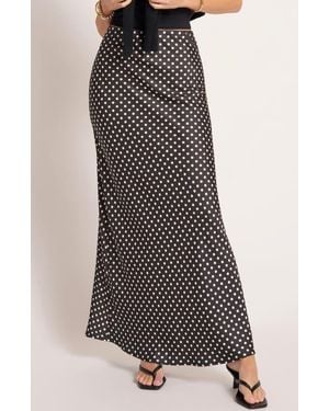 Matty M Polka Dot Bias Cut Maxi Skirt - Black