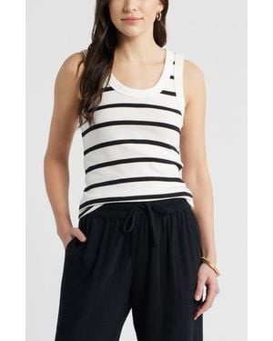 Caslon Scoop Neck Rib Cotton Tank - Blue