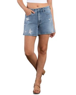 HINT OF BLU Star Striped Denim Shorts - Blue