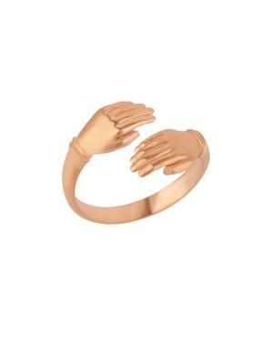 Spero London New Hug Ring With Hands Sterling And Plated - White