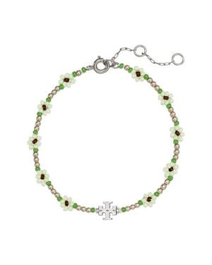 Tory Burch Curiosity Faux Pearl Flower Bracelet - Metallic