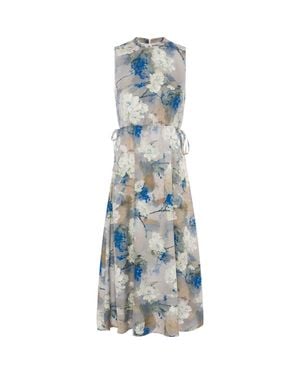 Coco de la Mour Floral Chiffon Elastic Waist Bungee Sweater - Blue