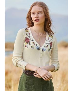 Joe Browns Stretch Cotton Henley Tee - Natural