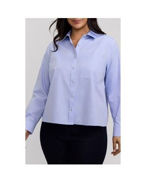 Foxcroft Jodie Cotton Button-Up Shirt - Blue