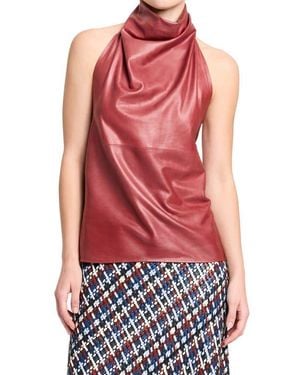 Twp Friday Night Halter Leather Top - Red