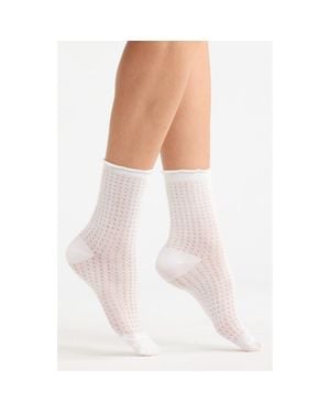 Casa Clara Regis Lettuce Edge Crew Socks - White