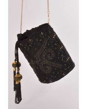 Ras Ravina Embroidered Bucket Bag - Blue