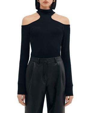 MARCELLA Teagan Cold Shoulder Long Sleeve Shirt - Blue