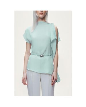 Nocturne Sleeveless Woven Blouse - Blue