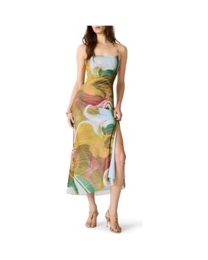 Steve Madden Adella Abstract Print Mesh Midi Dress - Multicolor